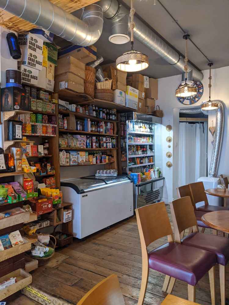 Organic products and produce at Lily's Cafe.